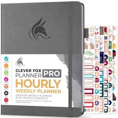 Imagem de Clever Fox Agenda Planner PRO – Planejador de vida semanal e mensal sem data com horários, agenda de compromissos e organizador diário, A4 (cinza)