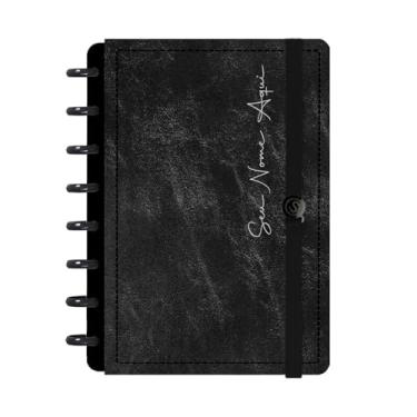 Imagem de Caderno de Disco Inteligente Personalizado Iscool P Solid Touch Couro Preto