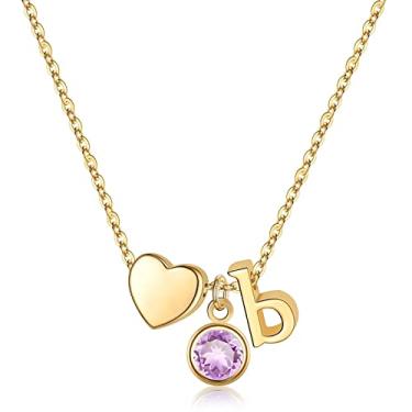 Imagem de Ursilver Colar com pedra do mês de nascimento para meninas e mulheres – Colar de coração banhado a ouro 14 K com inicial do mês de nascimento, colar com pingente de pedra do mês de nascimento, presentes de aniversário para mulheres e, Ouro, não conhecido