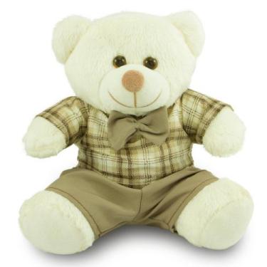 Imagem de Urso de Pelúcia Menino 30cm Decoração - Toybrink, Baunilha, Bege