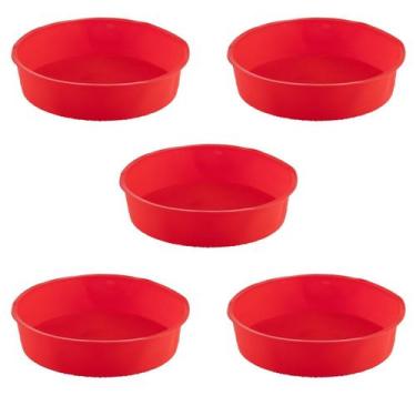 Imagem de Kit 5 Formas Silicone 24cm Redonda Sortida Bolo Sobremesa - QUALITY HO