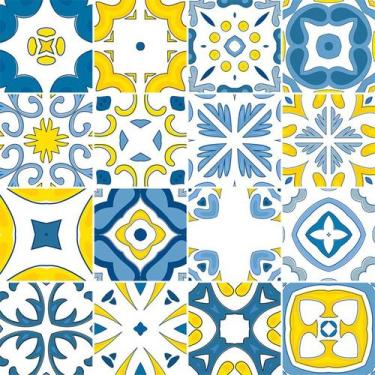 Imagem de Adesivo de Azulejo - Ladrilho Hidráulico - 20cm x 20cm - 16un - 378Azg