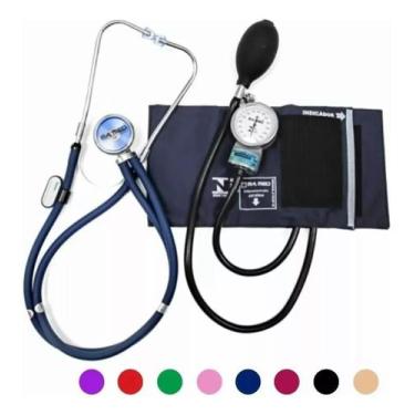 Imagem de Kit Aparelho De Pressão Esfigmomanômetro + Estetoscópio Pa Med Azul - 