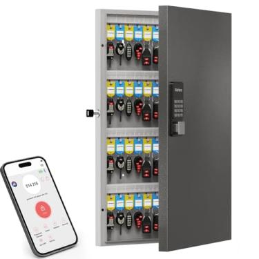 Imagem de DiDiHere Suporte de parede com 96 chaves, organizador de armário de chaves usa senha única, código fixo/desbloqueio Bluetooth, cofre de segurança para manobristas, hotéis, carros, gerenciamento e