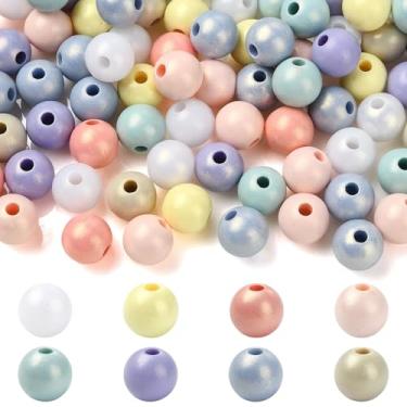 Imagem de UR URLIFEHALL 100 contas redondas de resina pintadas em spray aleatórias, contas coloridas de chiclete para colar, pulseira, brincos, joias, artesanato, suprimentos