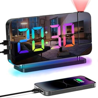 Imagem de Despertador de projeção Hanaix para quarto com luz noturna RGB