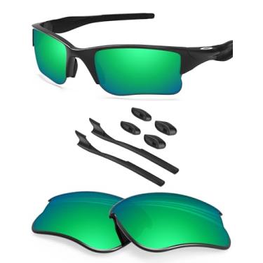 Imagem de BLAZERBUCK Lentes de reposição e kit de meias para óculos de sol Oakley Half Jacket 2.0 XL OO9154, Verde esmeralda - polarizado, 0