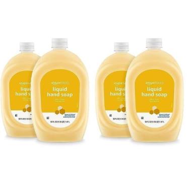 Imagem de Recarga de sabonete líquido para mãos Amazon Basics Milk Honey 1,5 Lx4