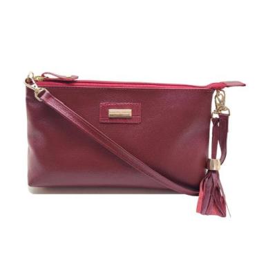 Imagem de Bolsa de Ombro Feminina Couro Legítimo Bolso Interno Alça Regulável Ta