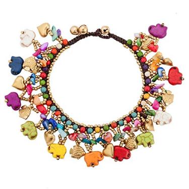 Imagem de Tornozeleira de elefante Boho para mulheres e meninas, feita à mão, corda de cera trançada, pulseira de tornozelo para mulheres, joia de verão boêmia