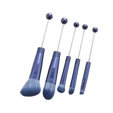 Imagem de harayaa 5x Pincéis de maquiagem Pincel para sombra de olhos Contorno Corretivo Kit de pincéis de maquiagem profissional com contas para melhores, Azul Escuro