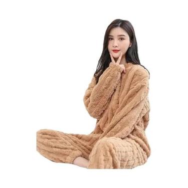 Imagem de Conjunto De Pijamas De Flanela Espessa E Quente Para O Inverno, Roupa 
