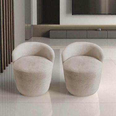 Imagem de Kit 2 Poltronas Decorativa Yara Orgânica Veludo Bege - Mansão Decor