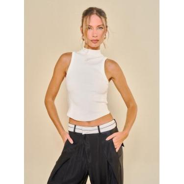 Imagem de Blusa Regata Canelada Gola Alta Open, Branco, M