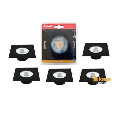 Imagem de Kit 05 Spot Led Preto Avant Quadrado Luz Amarela 3000K 5W