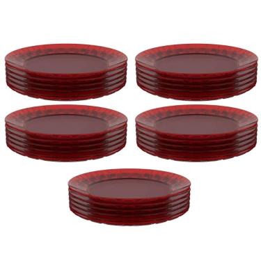 Imagem de Conjunto 30 Pratos Plásticos Vermelhos Mesa Posta Eventos Bandejas Grandes Eventos Crippa