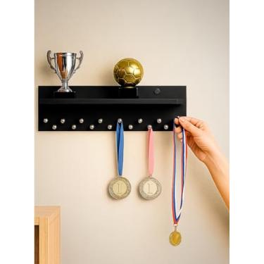 Imagem de Porta Medalhas com Prateleira MDF - com kit fixação. (preto)