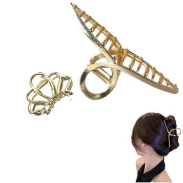 Imagem de Kit 2x Piranha Prendedor De Cabelo Piranha Metal Presilha Metal Dourada Feminina Luxo Vintage Mulheres Elegante Menina