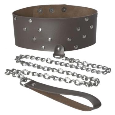 Imagem de Coleira Scandal Com Guia Coleira Ajustável com Guia para Fantasias Sensuais DX1713 (CAFÉ)