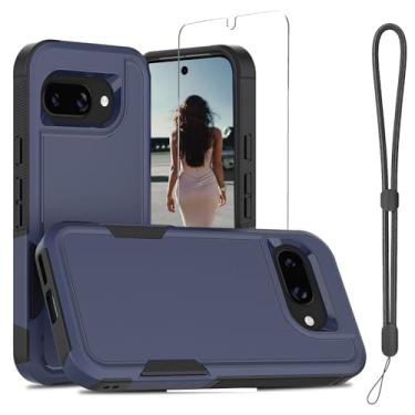 Imagem de Jeylly Capa para Google Pixel 9a com [1 unidade] protetor de tela de vidro temperado, alça de cordão, capa resistente de camada dupla resistente e durável para Google Pixel 9a (6,3 polegadas) 2025