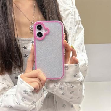 Imagem de Capa de celular 2 em 1 com glitter brilhante para iPhone 16, 15, 14 Plus, 13, 12, 11 Pro Max, estrutura rígida, capa traseira transparente e brilhante (para iPhone 15/6)