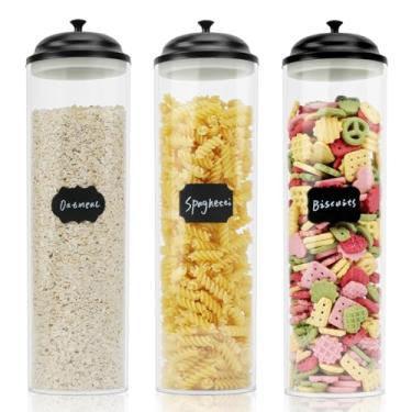 Imagem de Recipientes herméticos de armazenamento de alimentos com tampas, 3 unidades de recipientes de armazenamento de massa de acílico de 2,5 g, organizador de cozinha para espaguete, macarrão, linguini