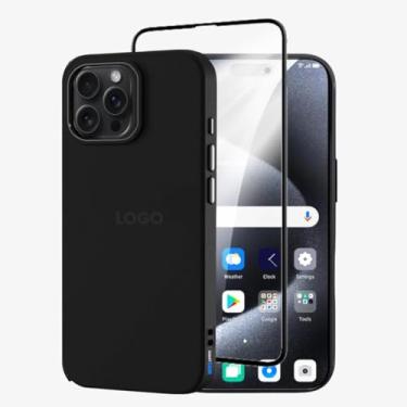 Imagem de Kit Capa Capinha Case Proteção Premium Preta Anti Impactos + Película de Vidro 3d (iPhone 15 Pro)
