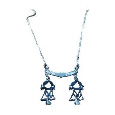 Imagem de Gargantilha Prata 925 Pingente Canga 2 Filhos - Anti Alérgico