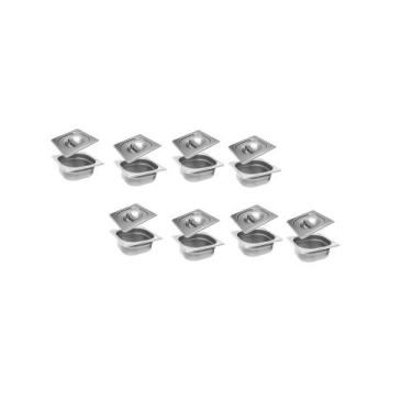 Imagem de CONJ 8 CUBAS Gastronômica Em INOX GN 1/6x65 mm 900 ml + 8 TAMPAS 1/6 E