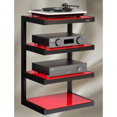 Imagem de Rack Norstone HIFI ESSE c/ Prateleiras de Vidro Cor Vermelho