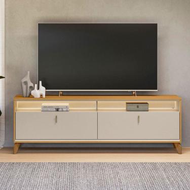 Imagem de Rack Dubai para TV Até 75 Polegadas 2 Portas com Led Tauri/Off White Fosco - Linea Brasil