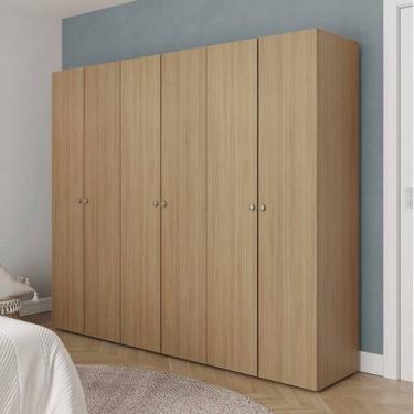 Imagem de Guarda-Roupa 3 Módulos 6 Portas 9 Prateleiras Frame CabeCasa MadeiraOr