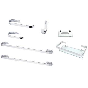 Imagem de 1 Kit de Banheiro 7 Peças Porta Toalha Polido 60 CM - CasaH