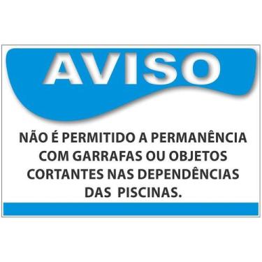 Imagem de Placa para Piscina em Material PS 1MM - Sinalização Interna e Externa 