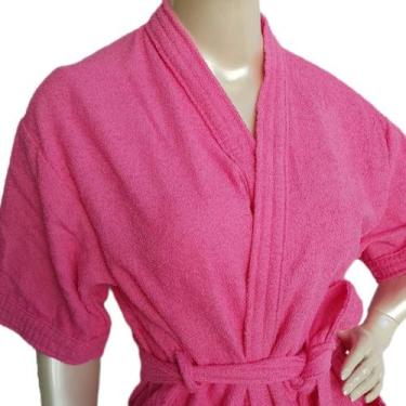 Imagem de Roupão Banho Adulto Atoalhado Algodão Feminino Masculino Robe M GG - M