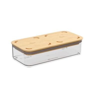 Imagem de Pote Hermético Retangular Coza Modo Bambu 530ml Cristal Brinox - 40645