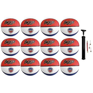 Imagem de Biggz (pacote com 12 bolas de basquete de borracha premium tamanho 7 oficiais - vermelho/branco/azul atacado a granel