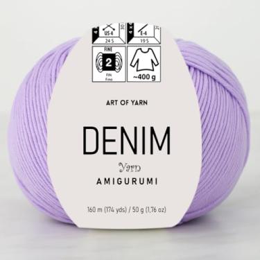 Imagem de Jeans Amigurumi Fio Arte 55% Algodão 45% Poliacrílico 50 g 174 m Macio Suave Esporte Fino (2) para Crochê, Tricô, Cobertores de Tricô, Roupas de Bebê Mais Cores (Llilás Claro, Pacote 1)