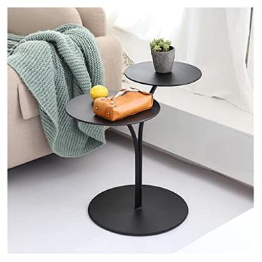 Imagem de Mesa de centro de design simples, mesa de centro moderna, criativa, mesa lateral de chá, sofá, mesa redonda de ferro forjado, pequena, de duas cabeças, quarto, sala de estar, cabeceira para