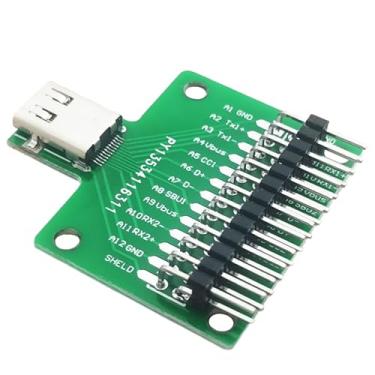 Imagem de Cermant 2 peças conector USB 3.1 tipo C, adaptador de placa PCB de teste de 24 pinos, conector 24P, soquete longo para transferência de cabo de fio de linha de dados com cabeçalho de pino dobrado de