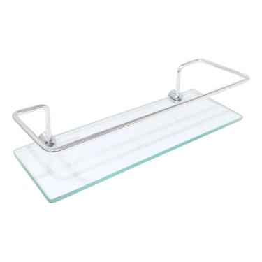 Imagem de 2X Porta Shampoo Reto Alumínio Com Vidro Incolor