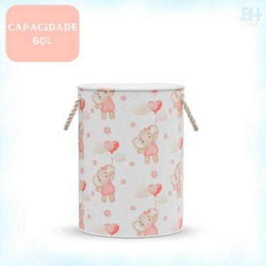 Imagem de Cesto De Roupa Suja ou Brinquedos Organizador Tecido com Alça Dobrável