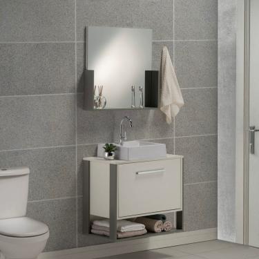 Imagem de Gabinete e Espelheira 70cm Inspira Design Cinza/Branco