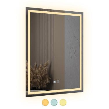 Imagem de Espelho Led 3 Cores Banheiro Touch Desembaçador 80Cmx60Cm