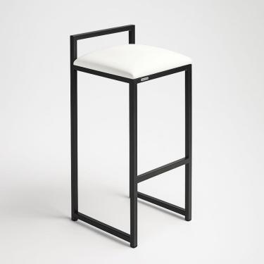 Imagem de Banqueta Ferro Alta Industrial Metal Quadrada Bar Moderno Corino