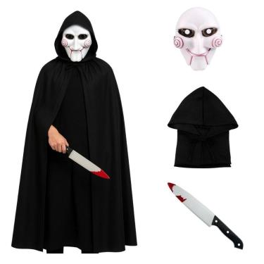 Imagem de Fantasia Completa Jogos Mortais Terror Halloween Máscara Saw