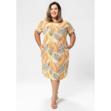 Imagem de Vestido Pau a Pique Algodão Estampado Laranja