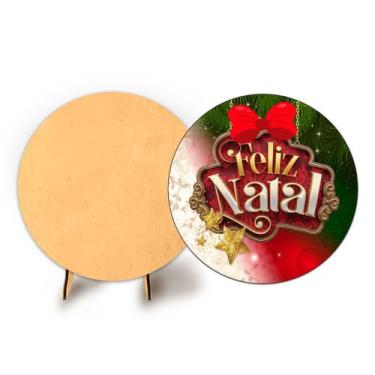 Imagem de Painel Redondo C Elastico 50cm Natal e Suporte MDF - Fadrix, NAT152