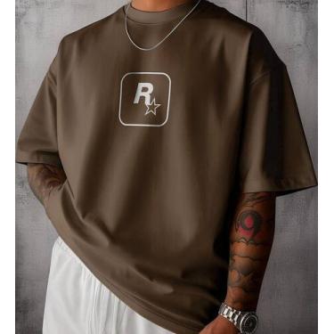 Imagem de Camiseta Oversized Masculina San Andreas Para Gamer Gta - Hs, Marrom, 