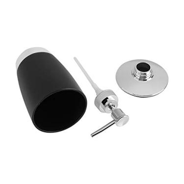 Imagem de Pssopp Conjunto de Acessórios de Banheiro de 4 Peças, Plástico PP Com Dispensador de Sabão, Suporte de Escova de Dentes e Saboneteira para Decoração Moderna de Banheiro (Preto)